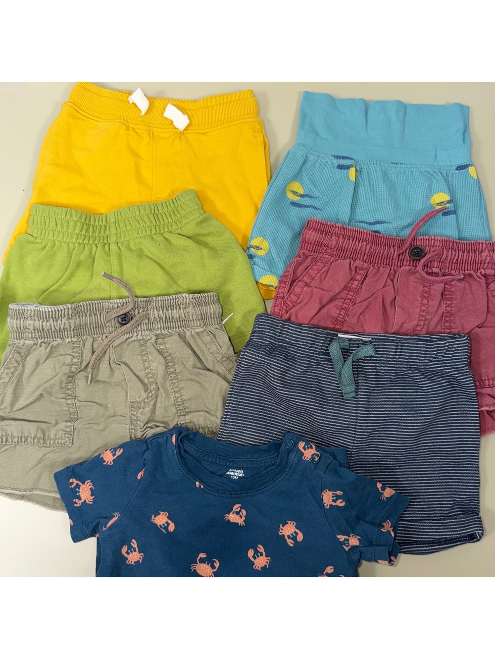 Baby Boys 12M Summer Clothing Lot Nike Amazon Essentials Shorts Crab Shirt
